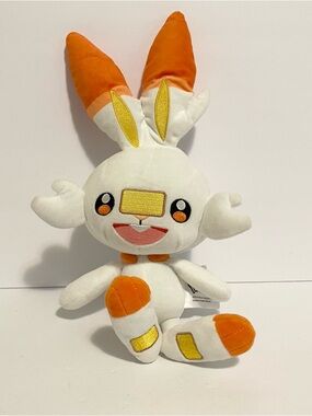 Scorbunny Poke Plush 14” Pokemon Game Collectors Flambino Bunny White Rabbit